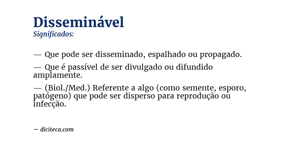 Significado de disseminável