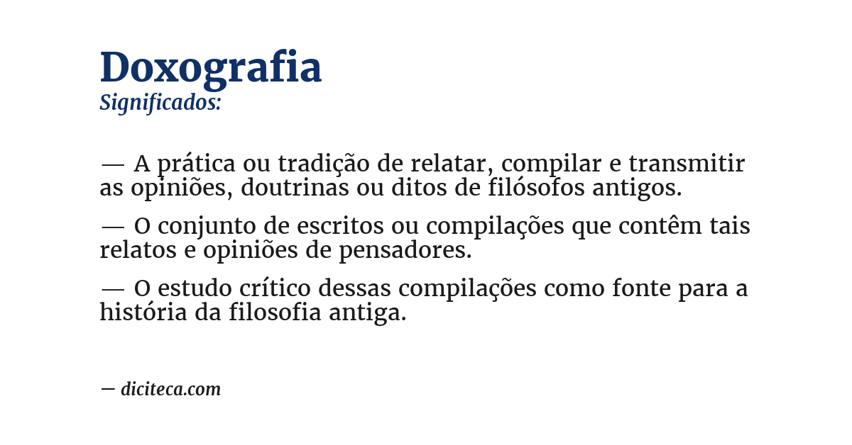 Significado de doxografia