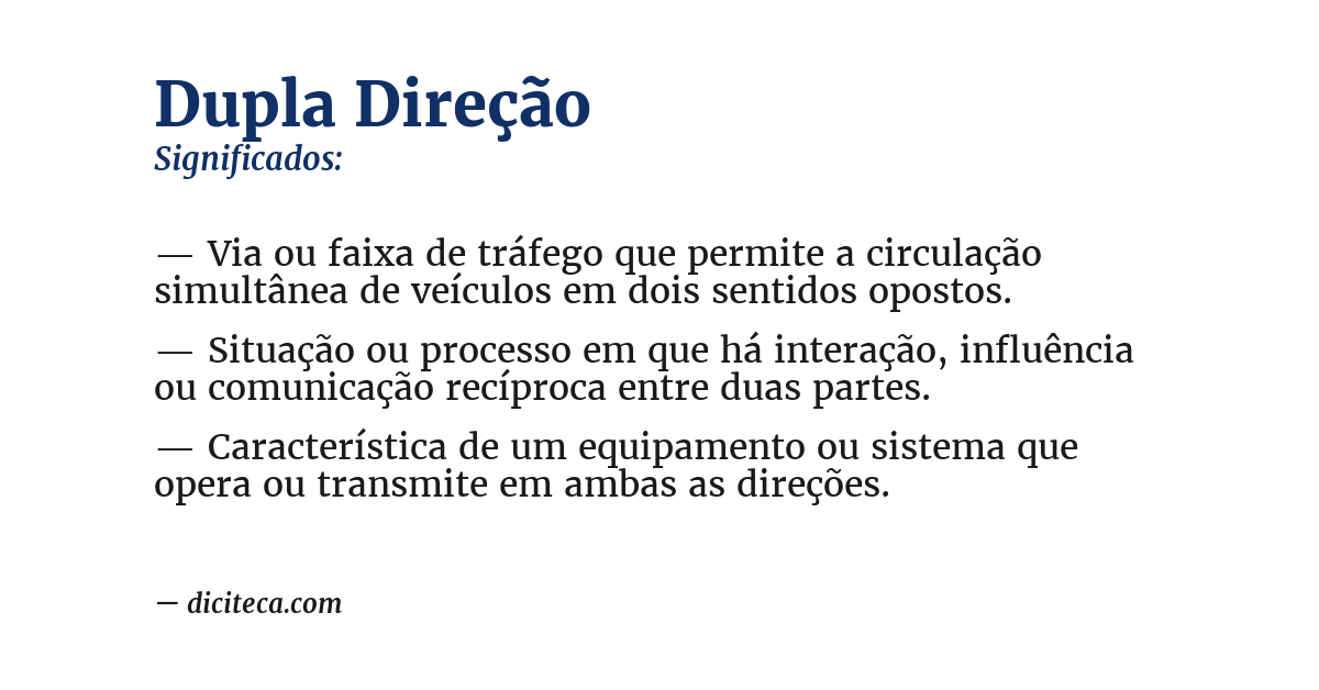 Significado de dupla direção