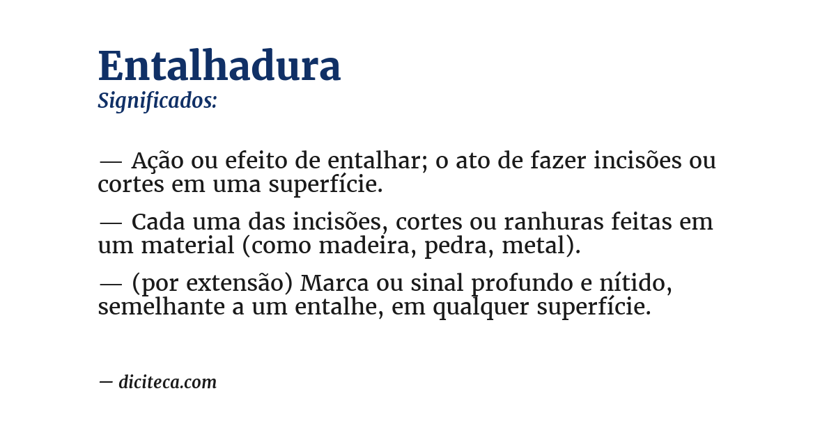 Significado de entalhadura