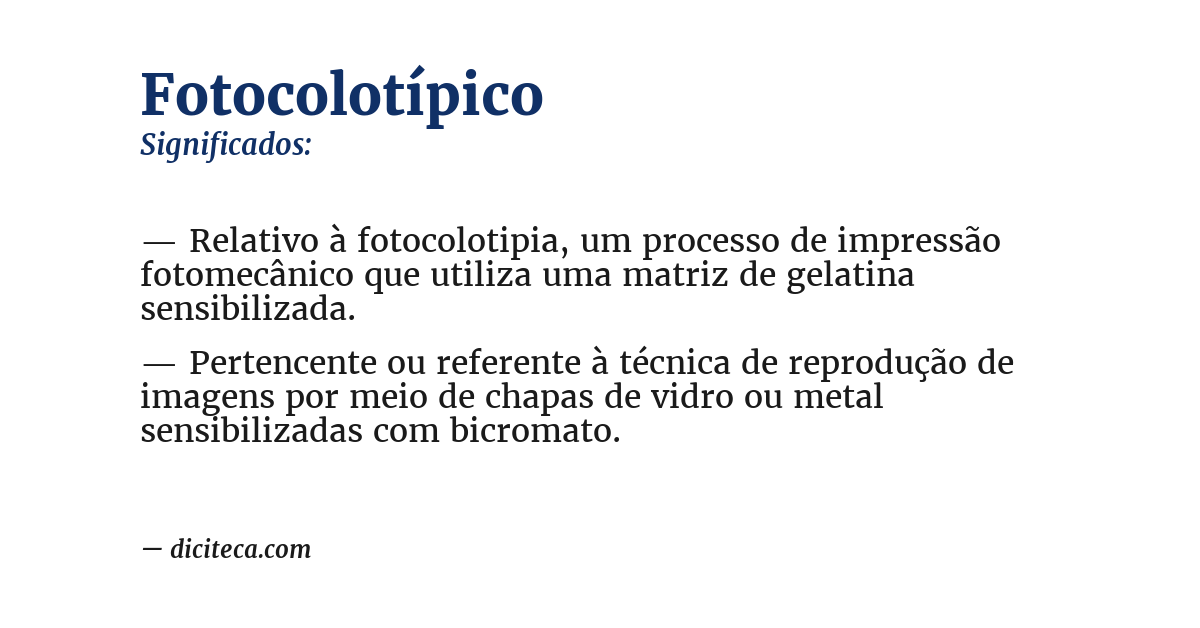 Significado de fotocolotípico