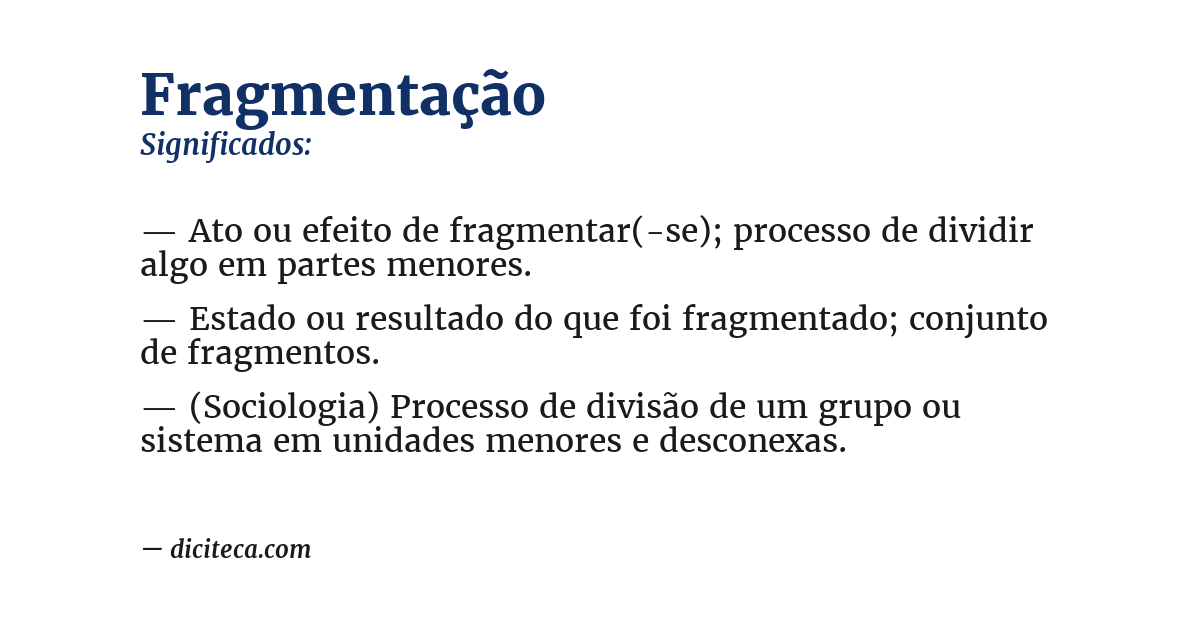 Significado de fragmentação