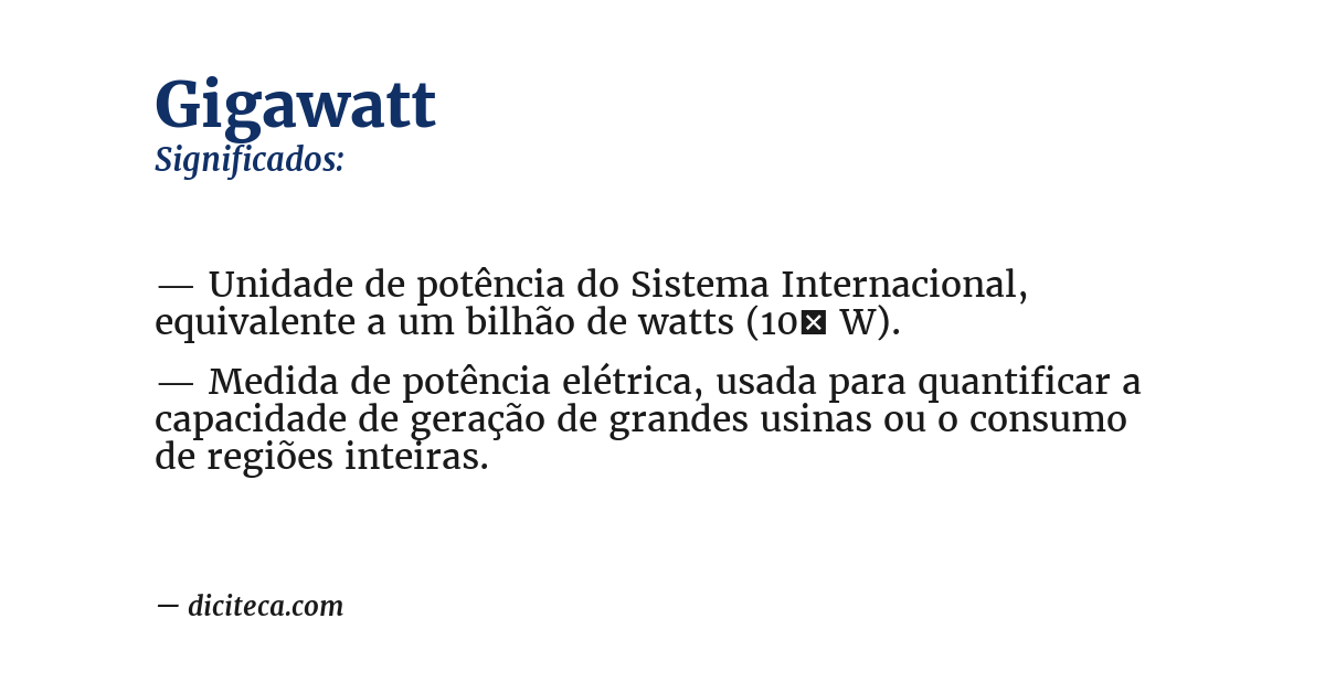 Significado de gigawatt