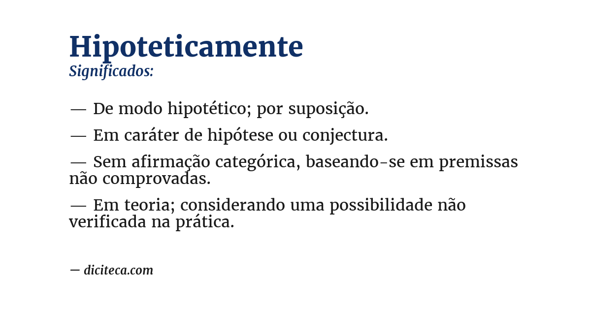 Significado de hipoteticamente