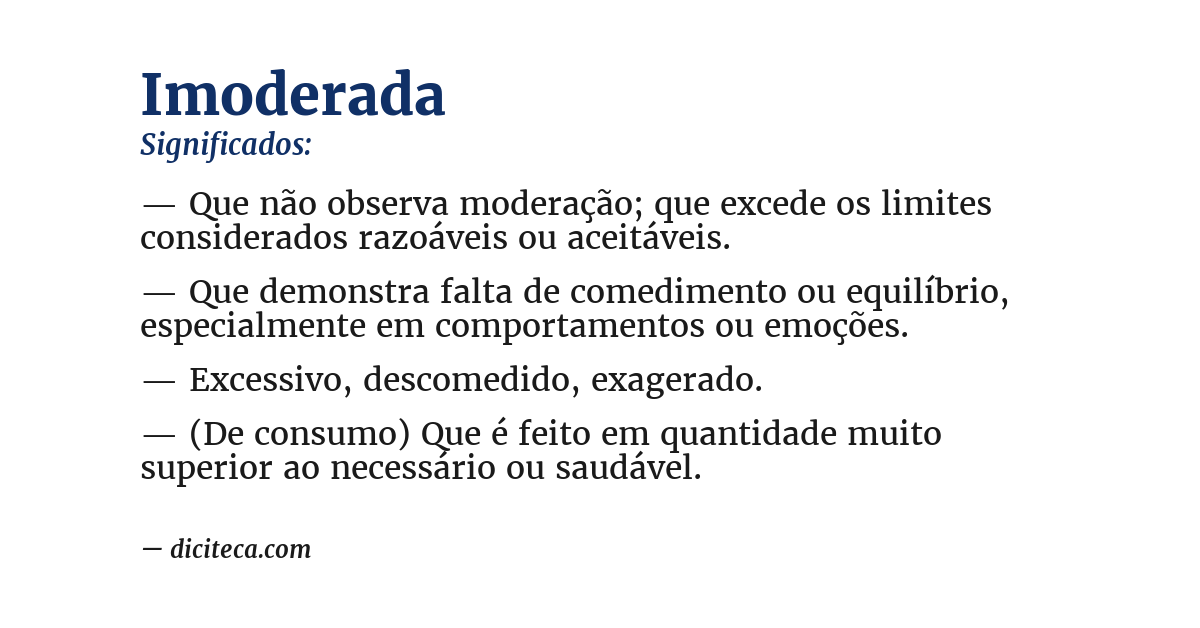 Significado de imoderada