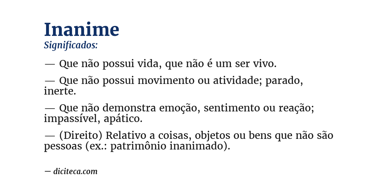 Significado de inanime