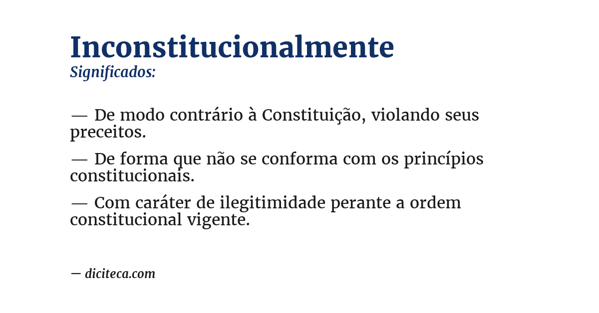 Significado de inconstitucionalmente
