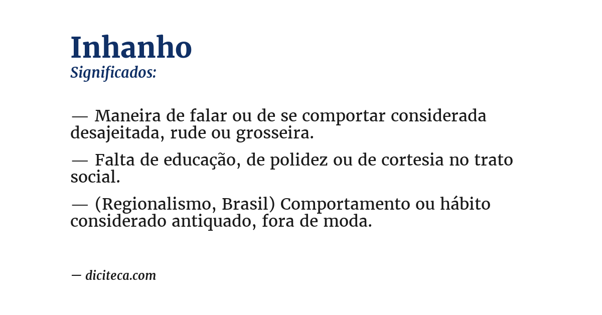 Significado de inhanho