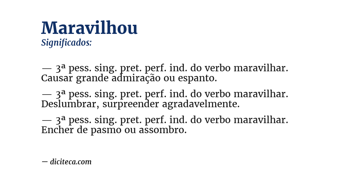 Significado de maravilhou