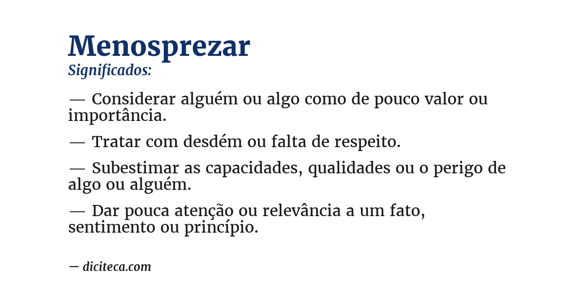 Significado de menosprezar
