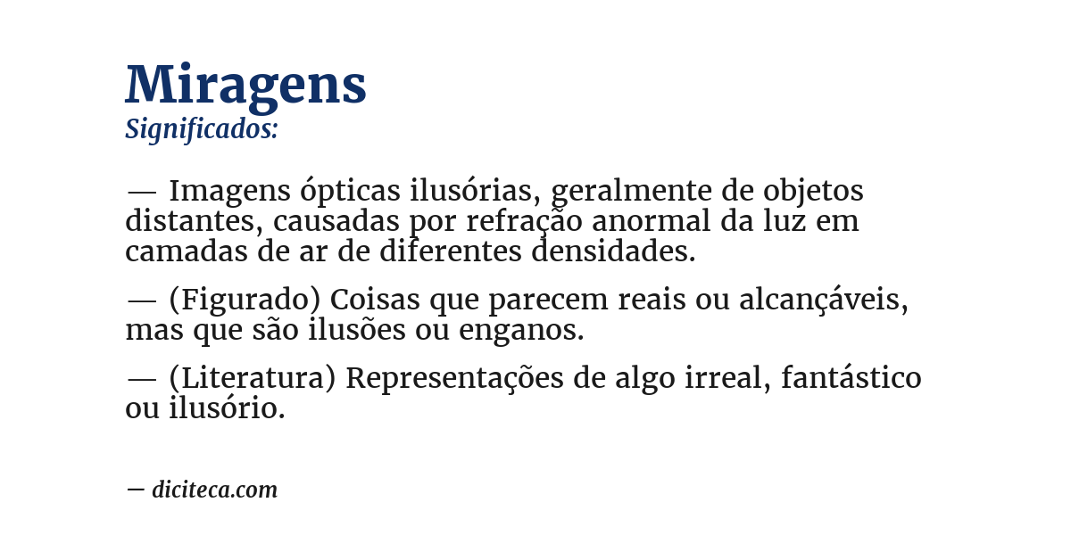 Significado de miragens