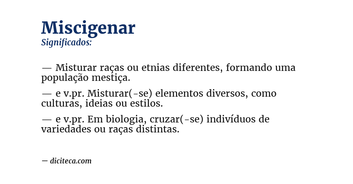 Significado de miscigenar