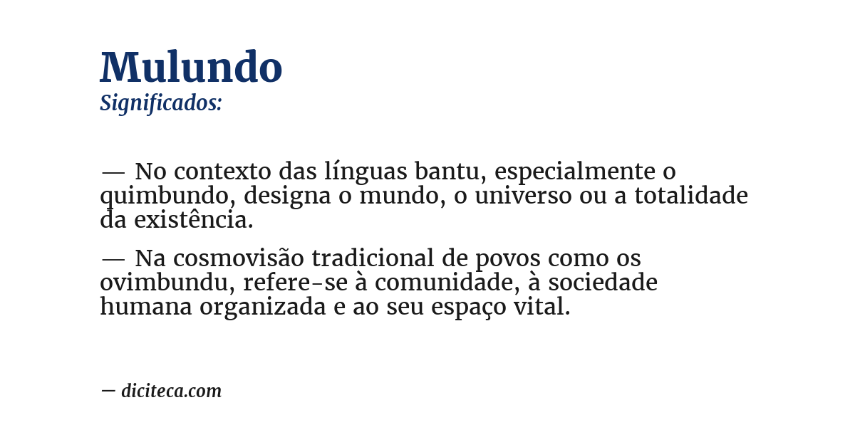 Significado de mulundo