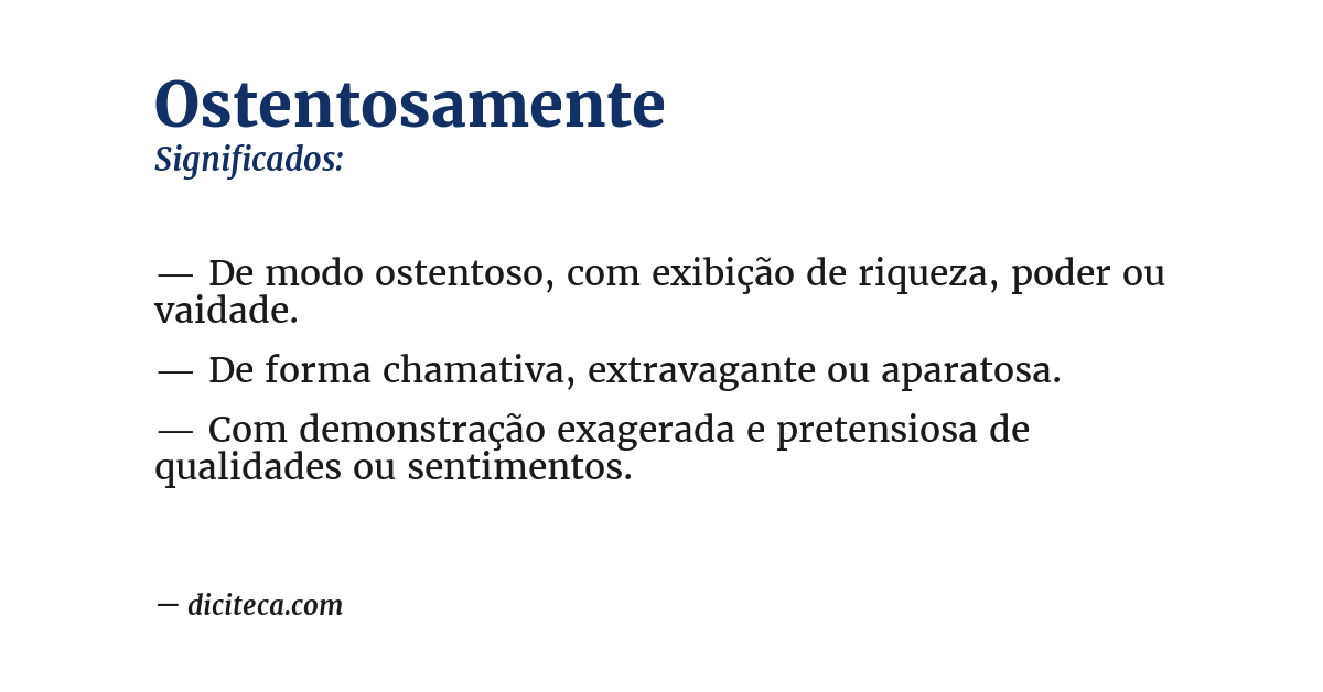 Significado de ostentosamente