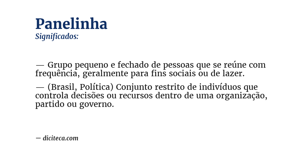 Significado de panelinha