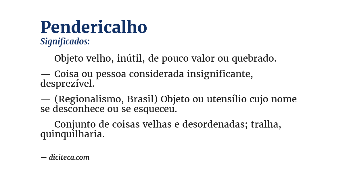 Significado de pendericalho