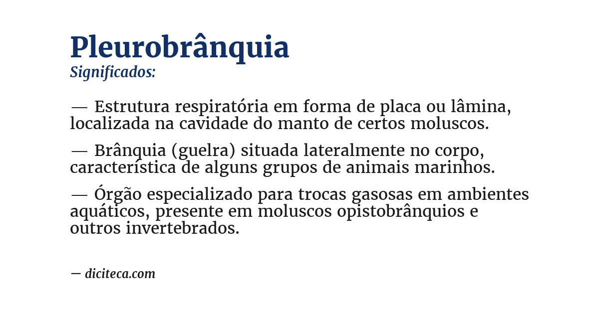 Significado de pleurobrânquia