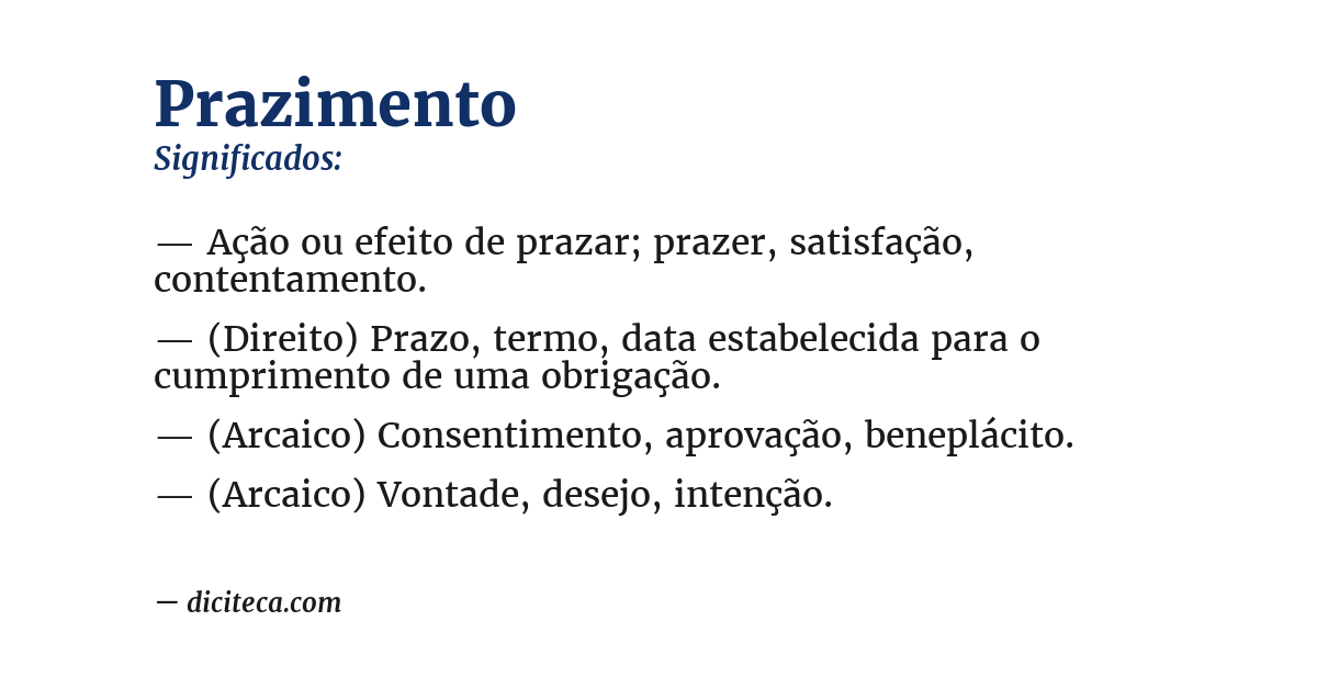 Significado de prazimento