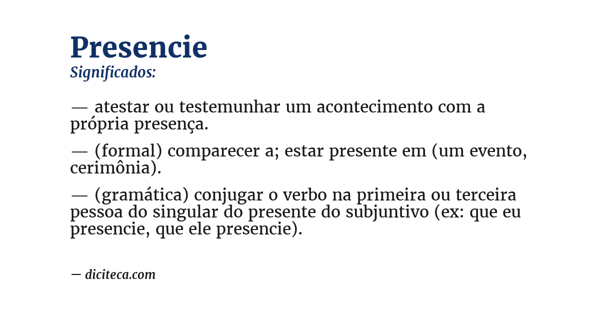 Significado de presencie