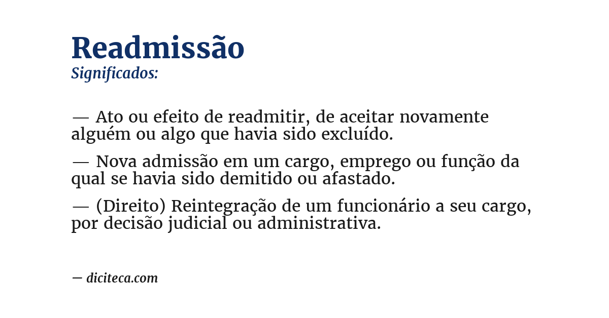 Significado de readmissão
