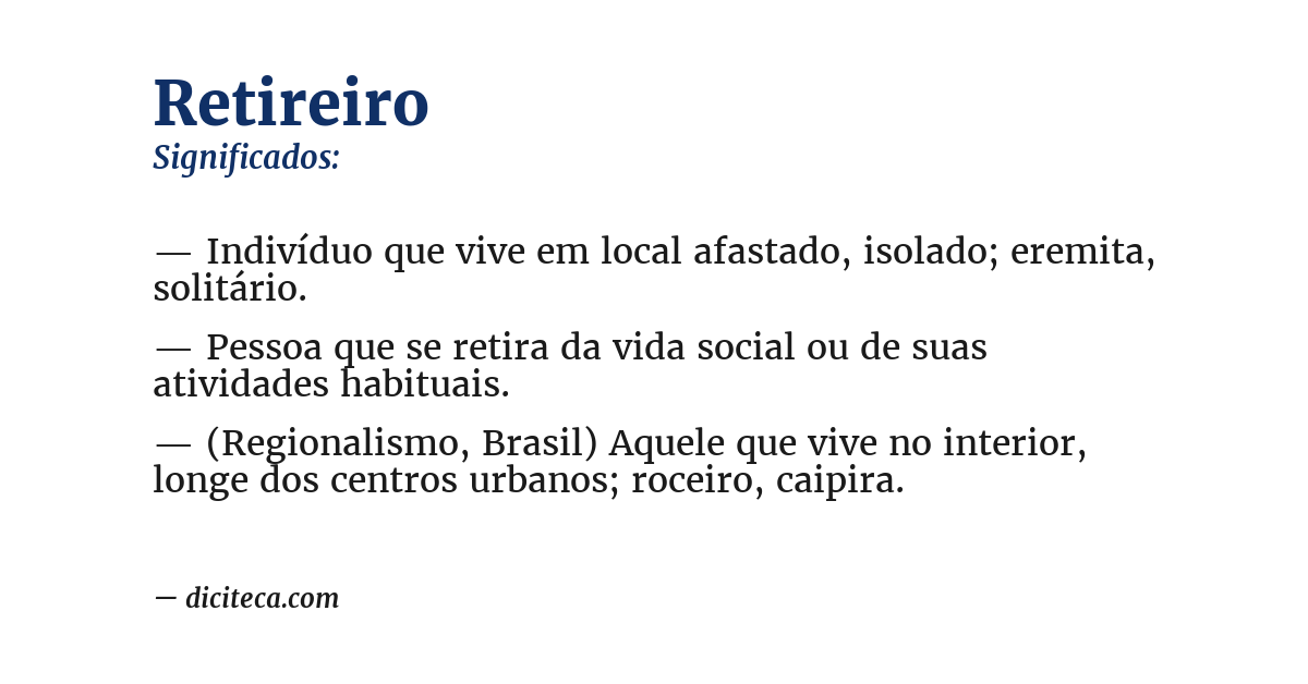 Significado de retireiro