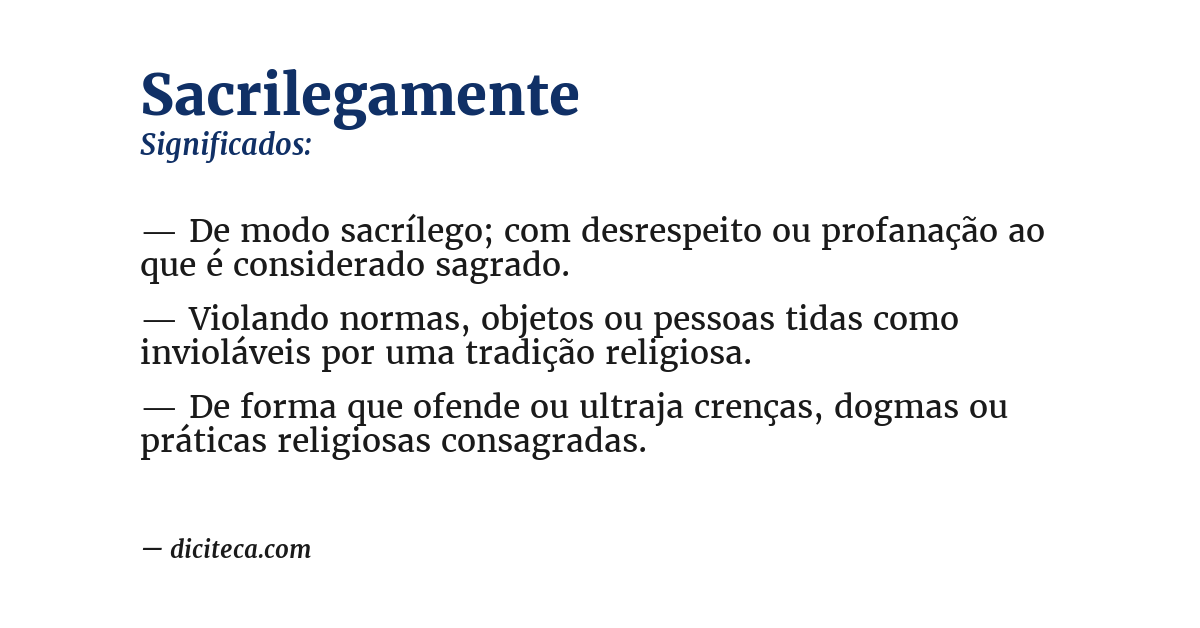 Significado de sacrilegamente