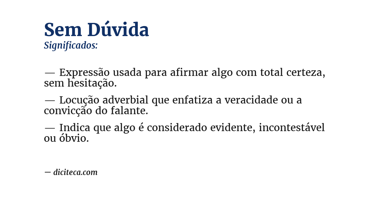 Significado de sem dúvida