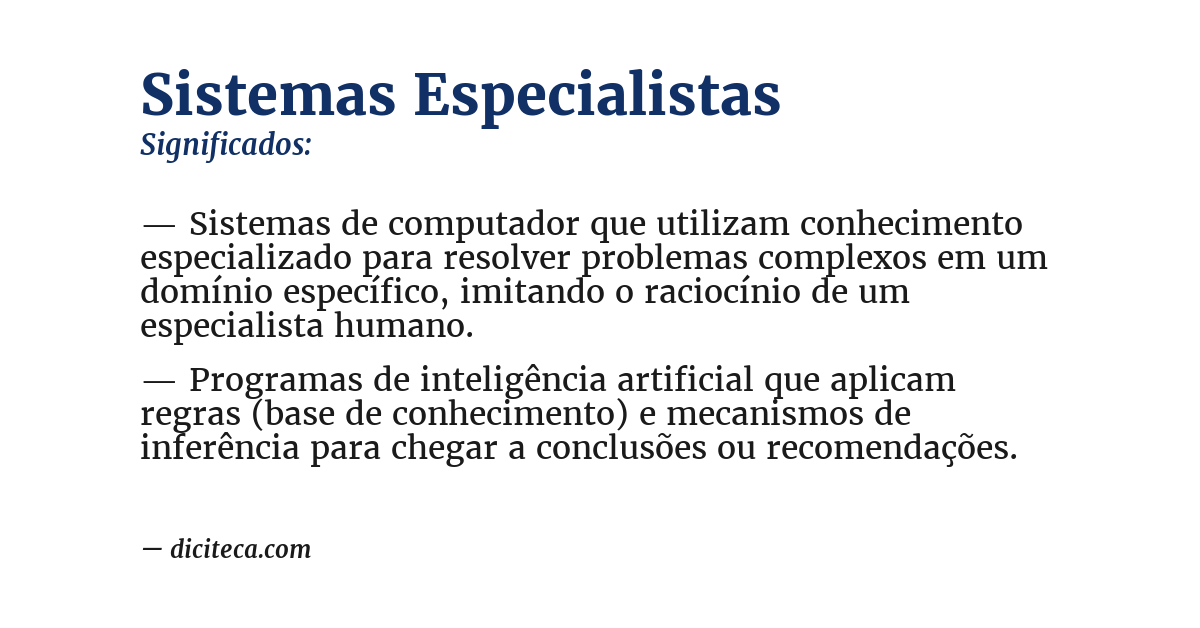 Significado de sistemas especialistas
