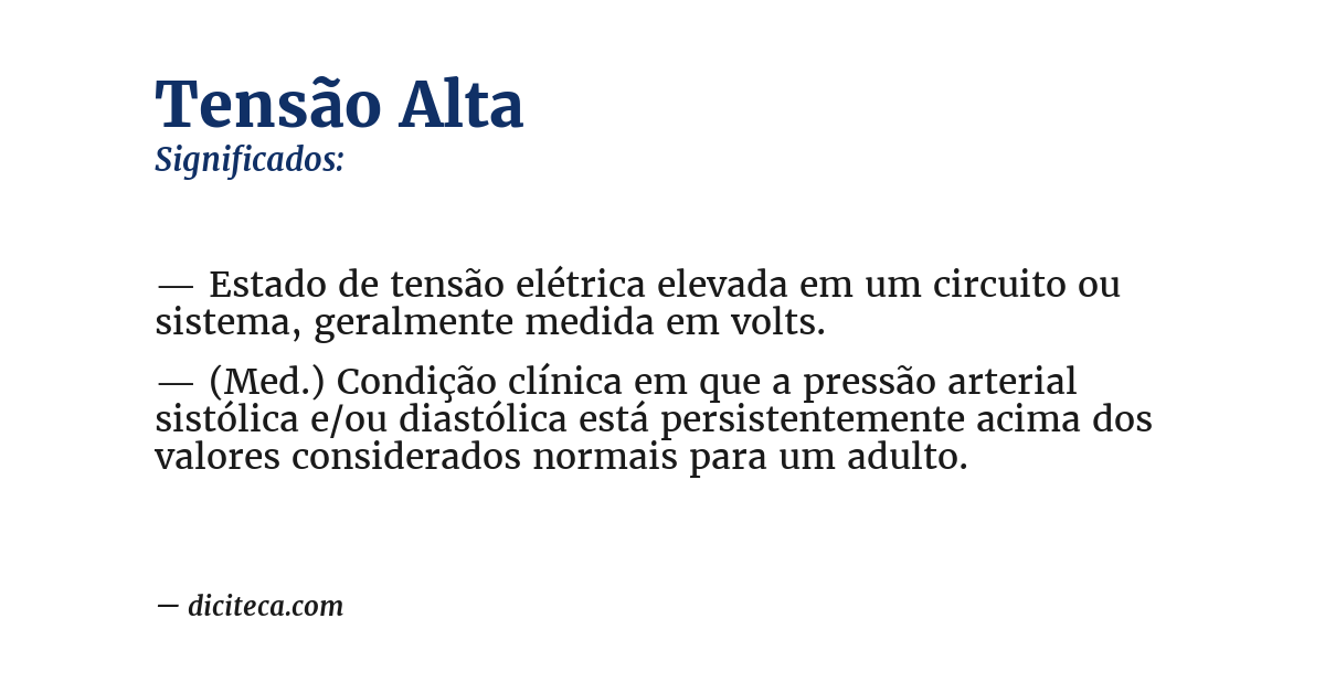 Significado de tensão alta