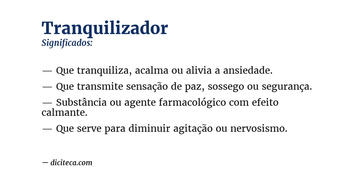 Significado de tranquilizador