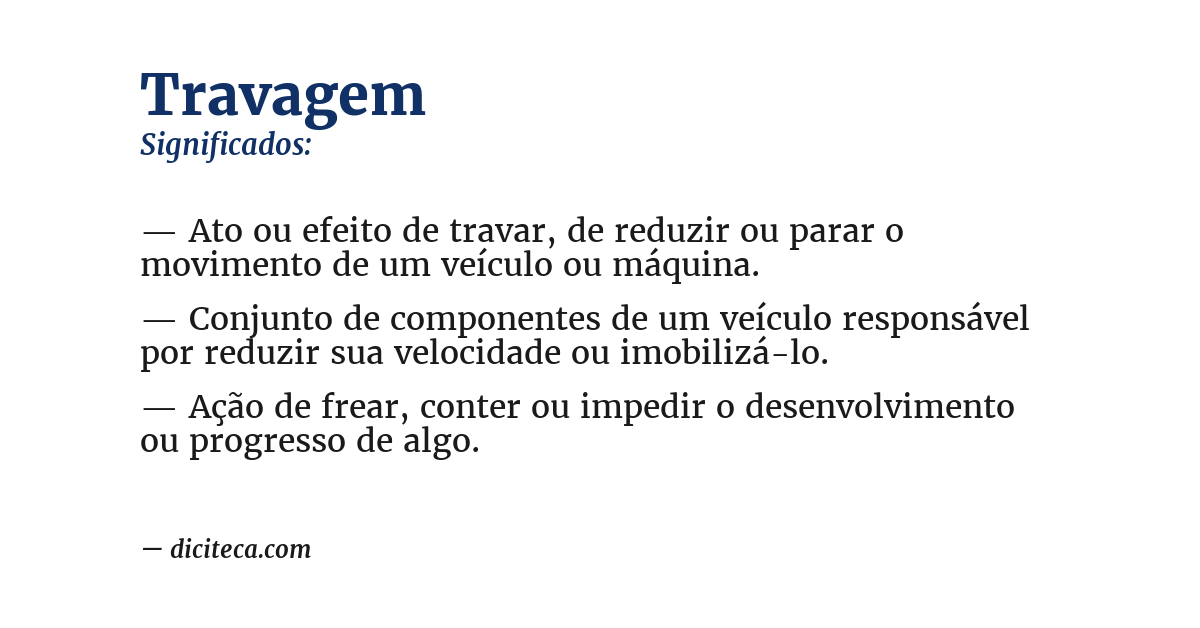 Significado de travagem