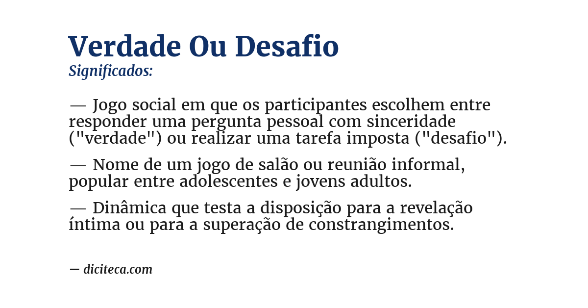 Significado de verdade ou desafio
