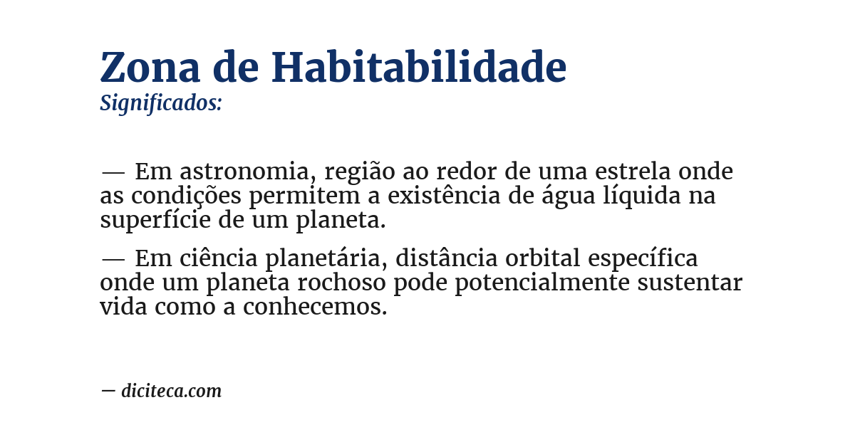 Significado de zona de habitabilidade
