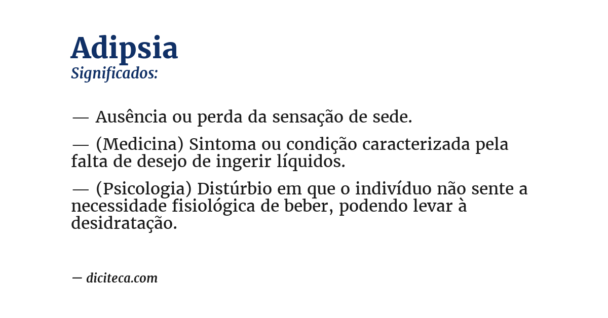 Significado de adipsia