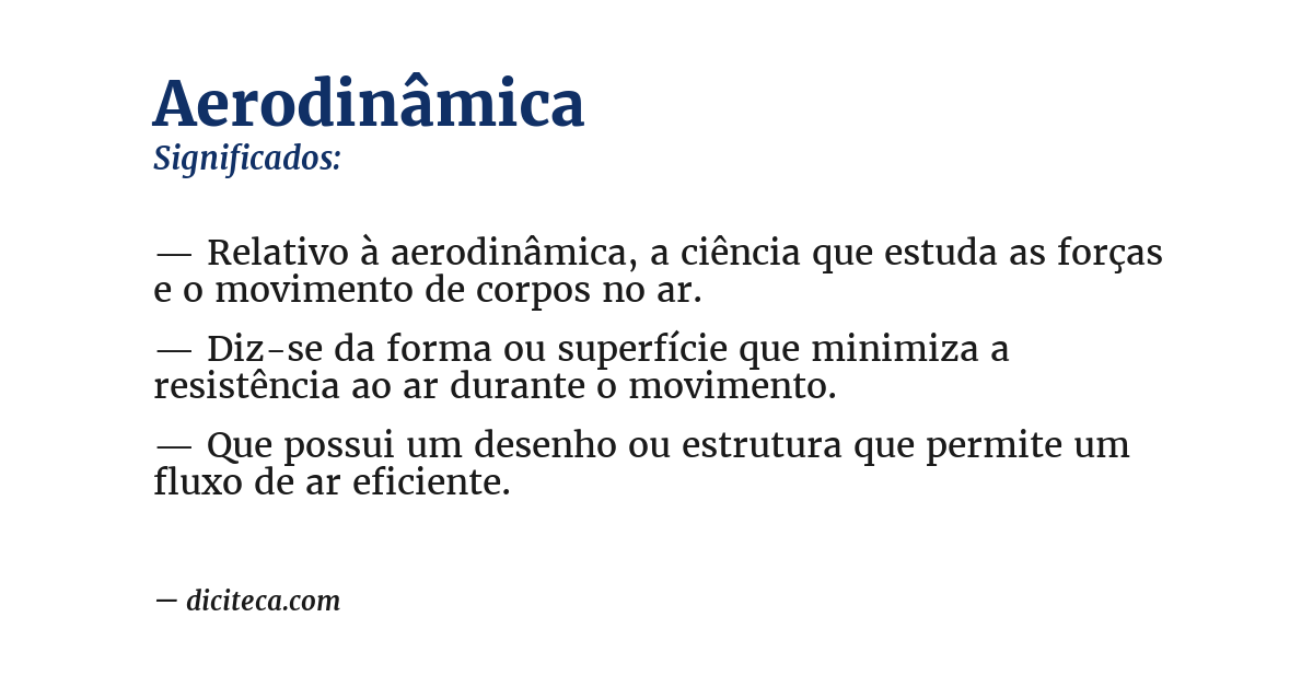 Significado de aerodinâmica
