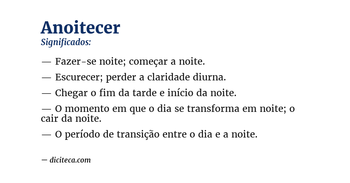 Significado de anoitecer