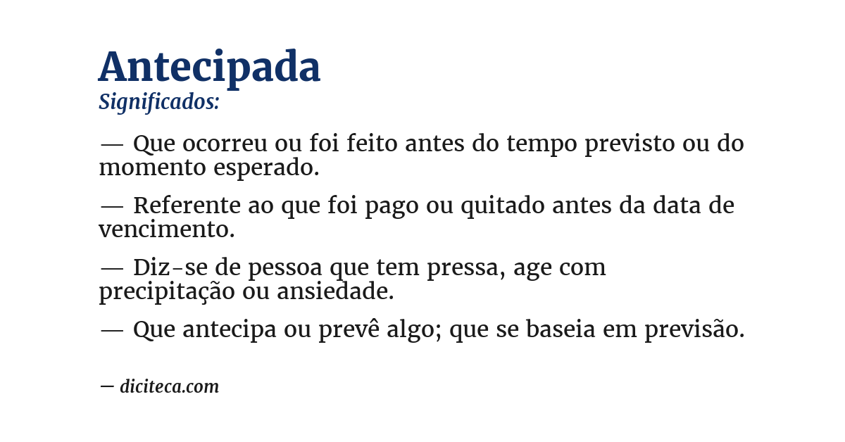 Significado de antecipada