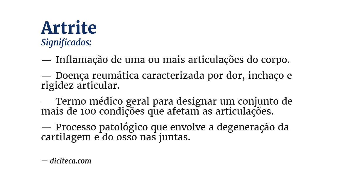 Significado de artrite