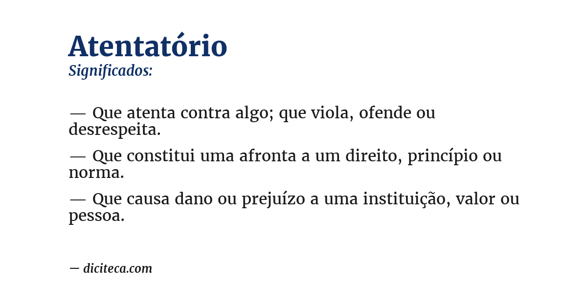 Significado de atentatório