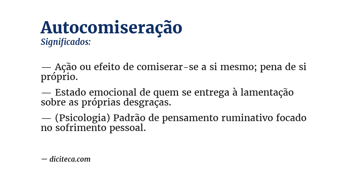 Significado de autocomiseração
