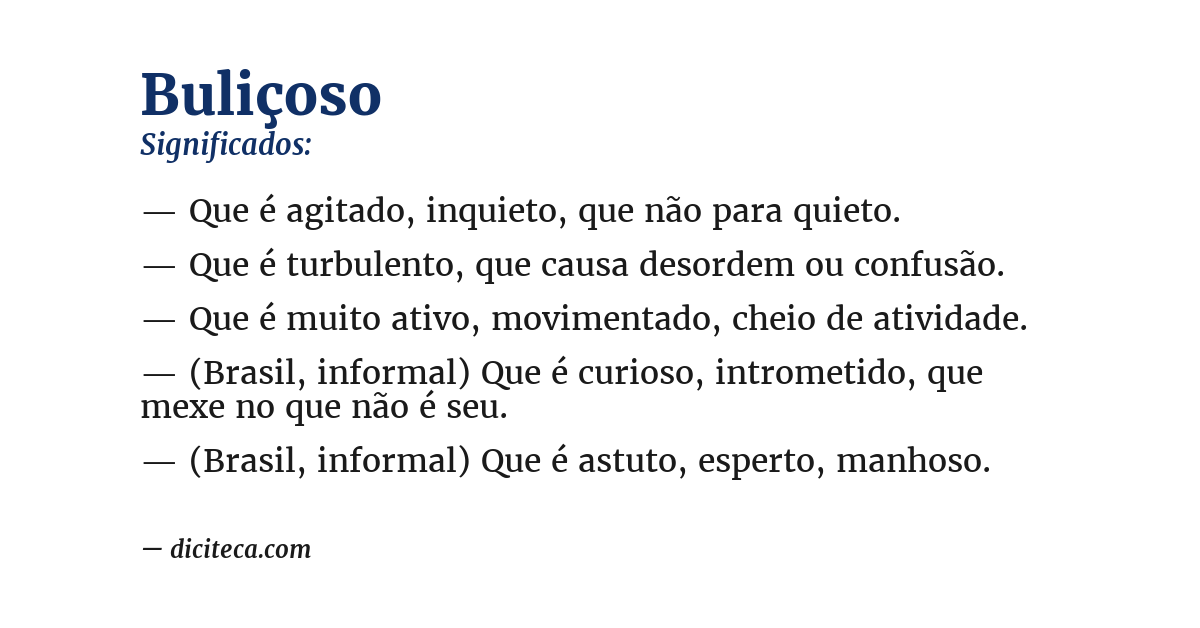 Significado de buliçoso
