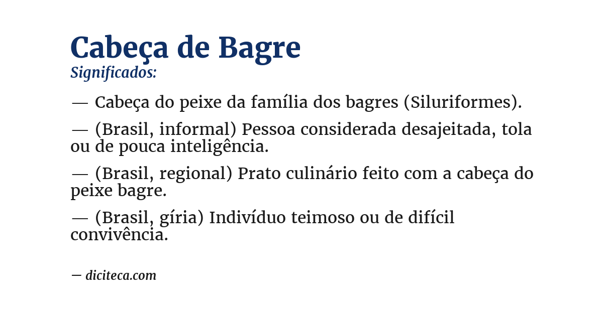 Significado de cabeça de bagre