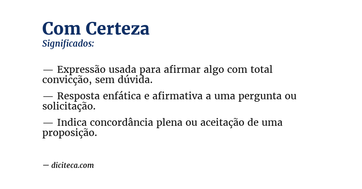 Significado de com certeza