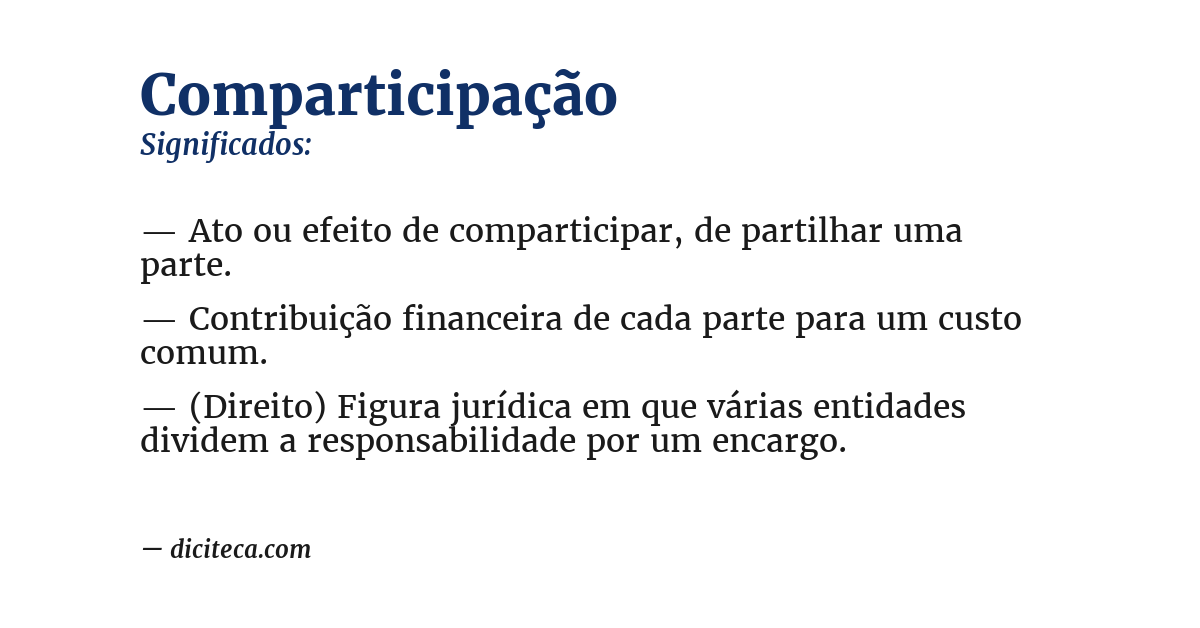 Significado de comparticipação