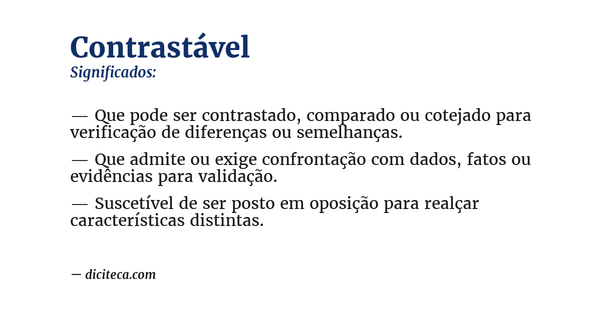 Significado de contrastável
