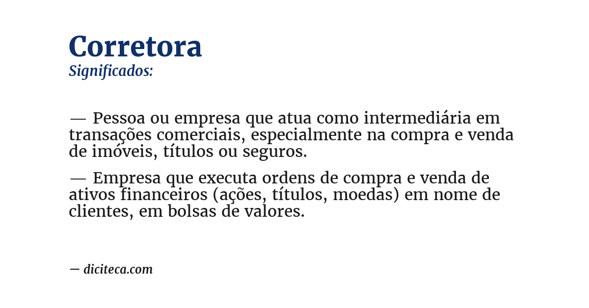Significado de corretora