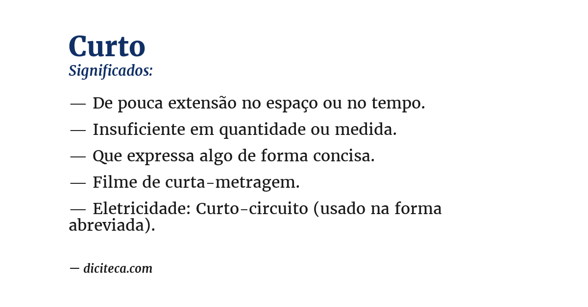 Significado de curto