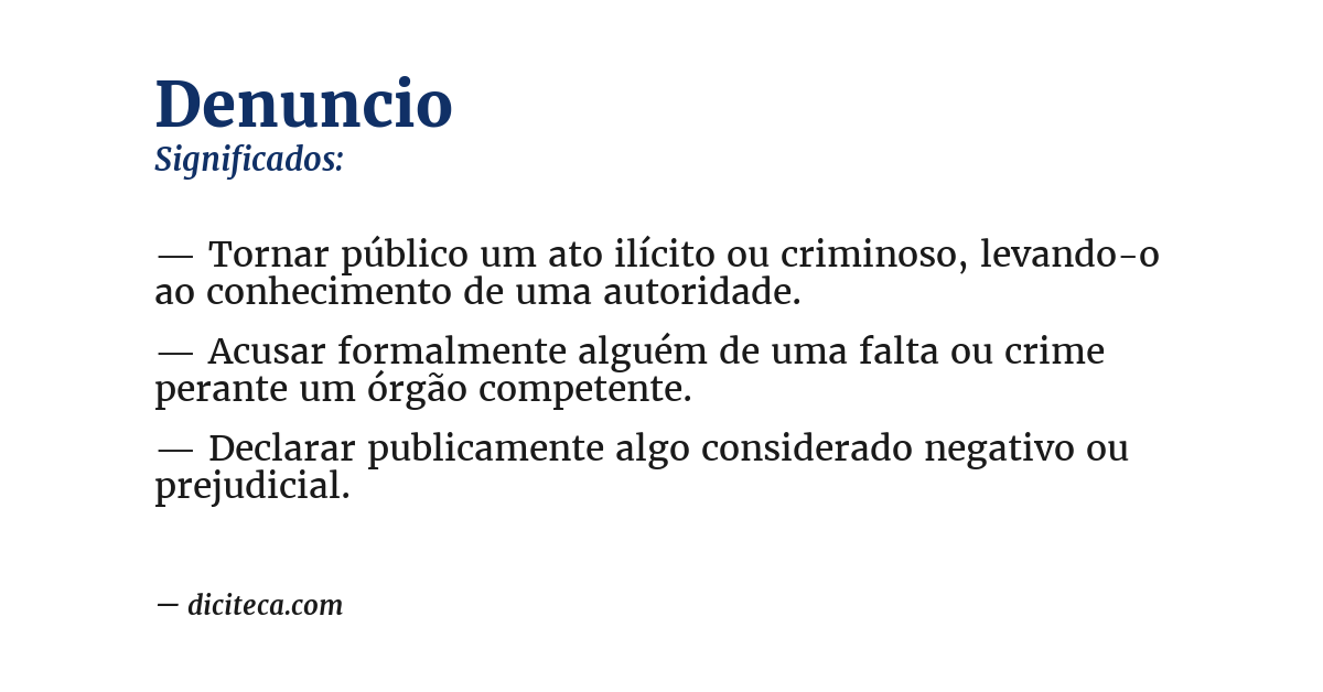 Significado de denuncio