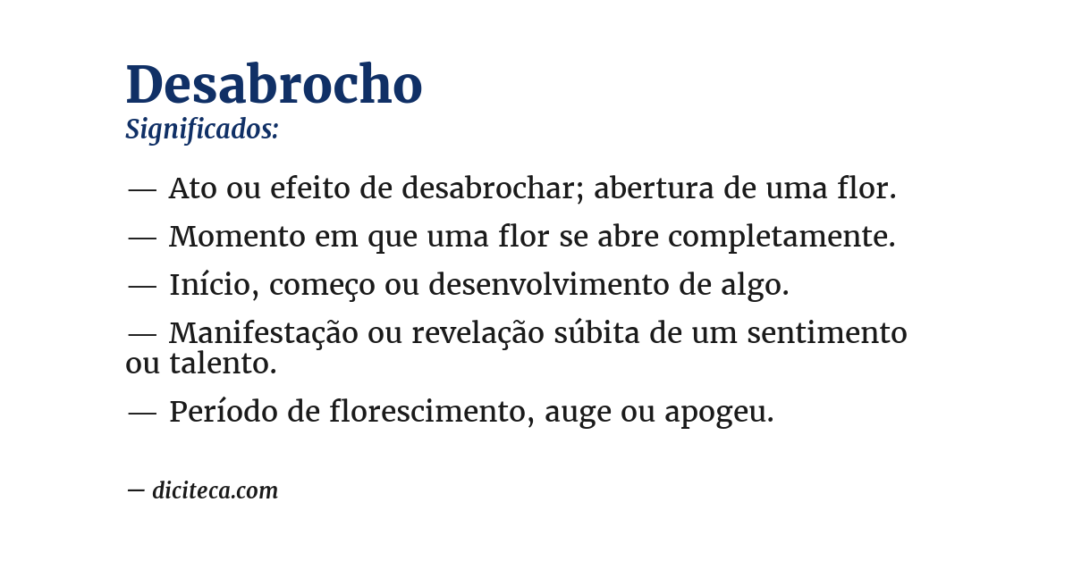 Significado de desabrocho