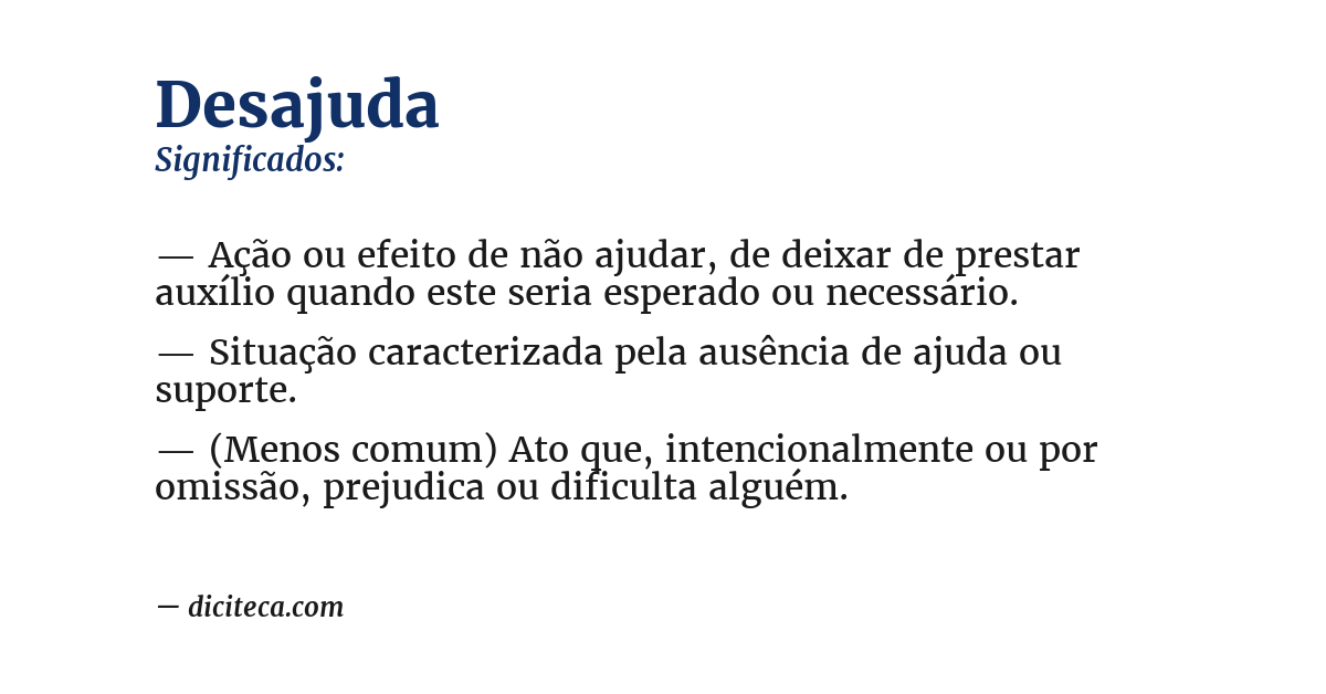Significado de desajuda